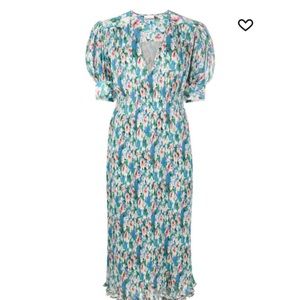 NWT - GANNI - Size 48 (18 US) - floral-print pleated georgette midi dress